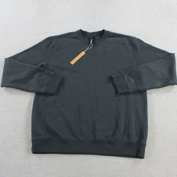 SKIMS Fleece Lounge Crewneck Sweatshirt Mens Medium Washed Onyx Black Pullover - Picture 2 of 10